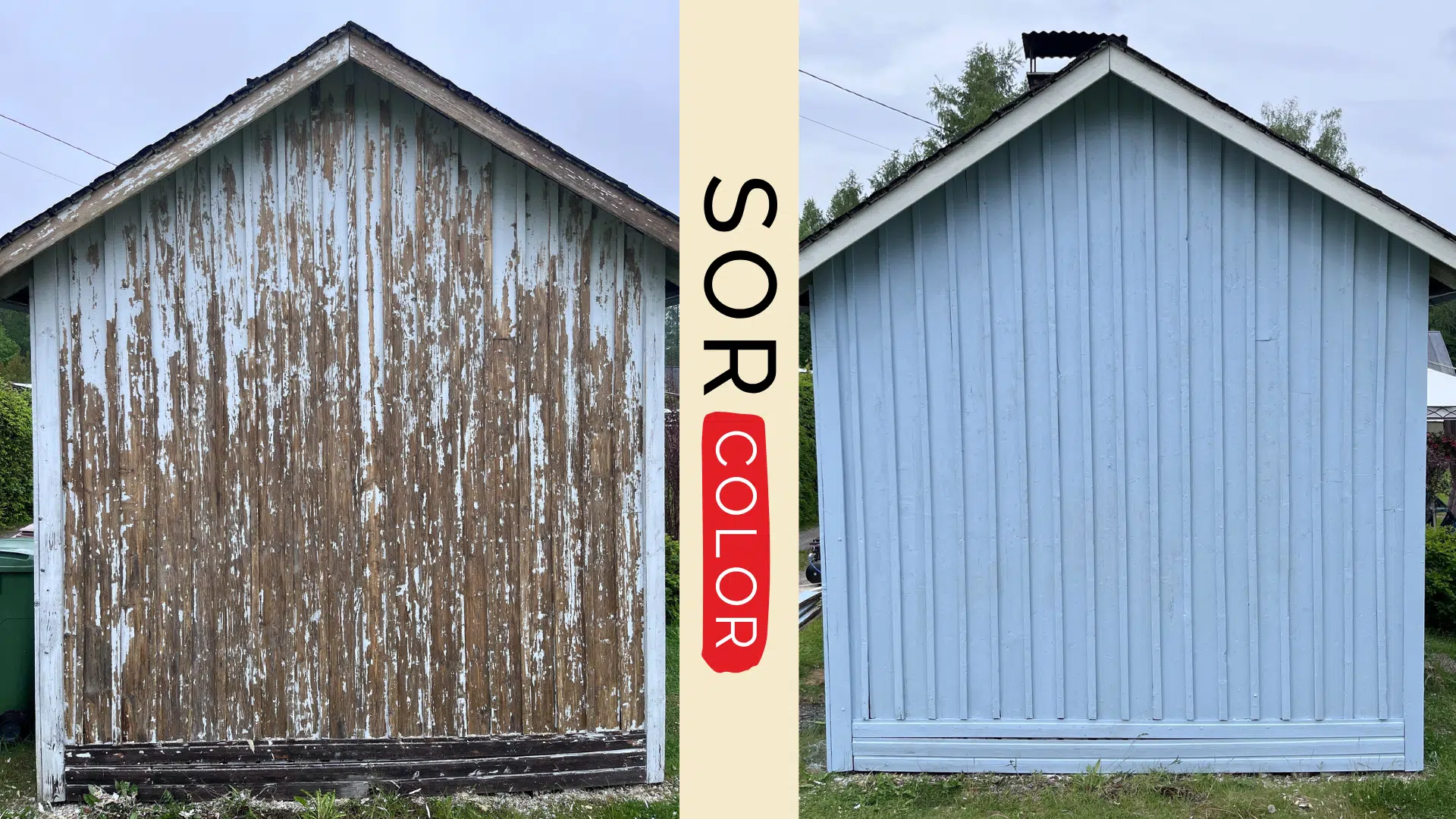 Vajan pääty ennen ja jälkeen maalaustyön.